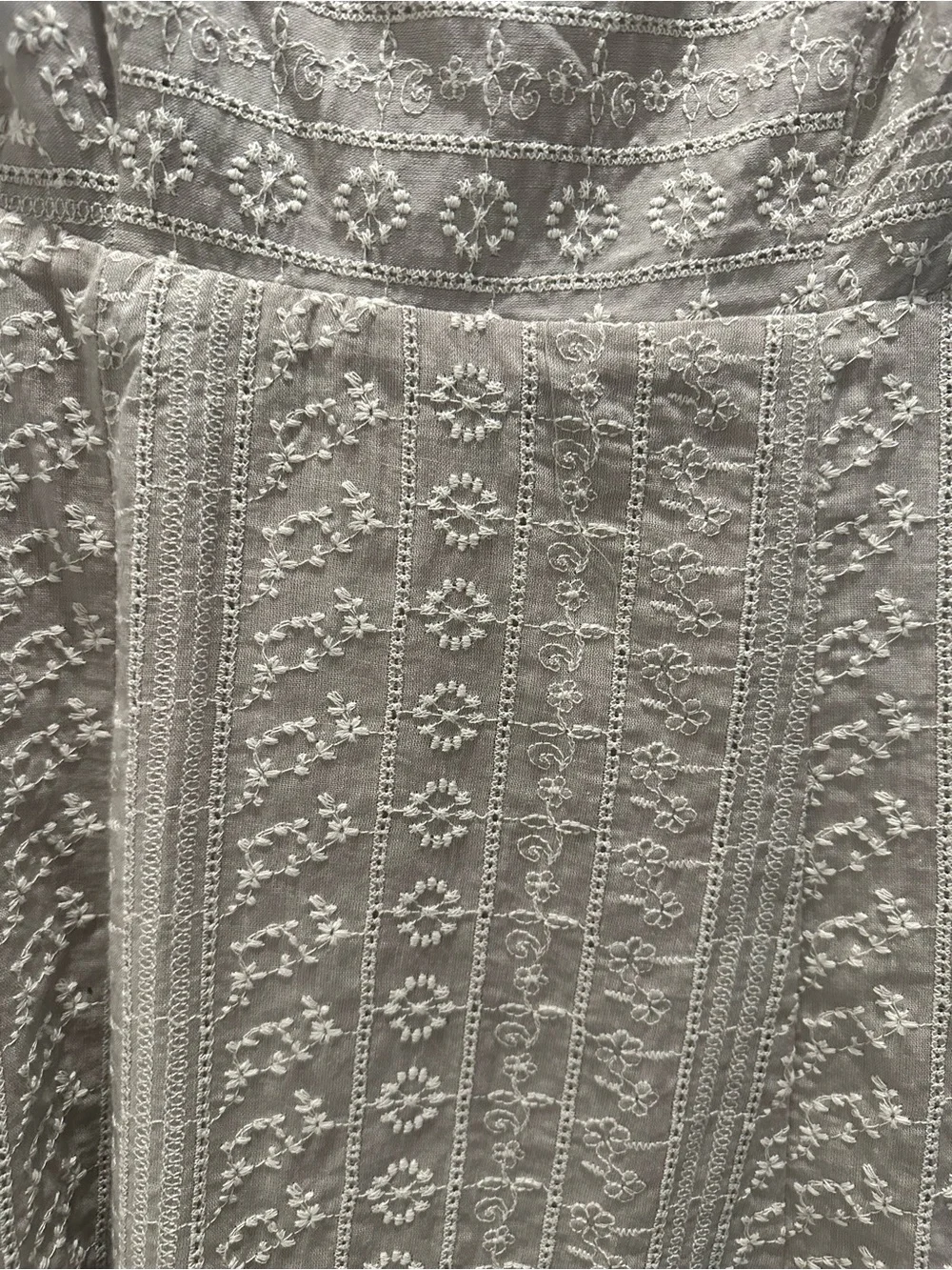 NWT. Medium Juniors, Altar'd State Taupe embroidered cutout Mini Dress - Picture 3 of 9